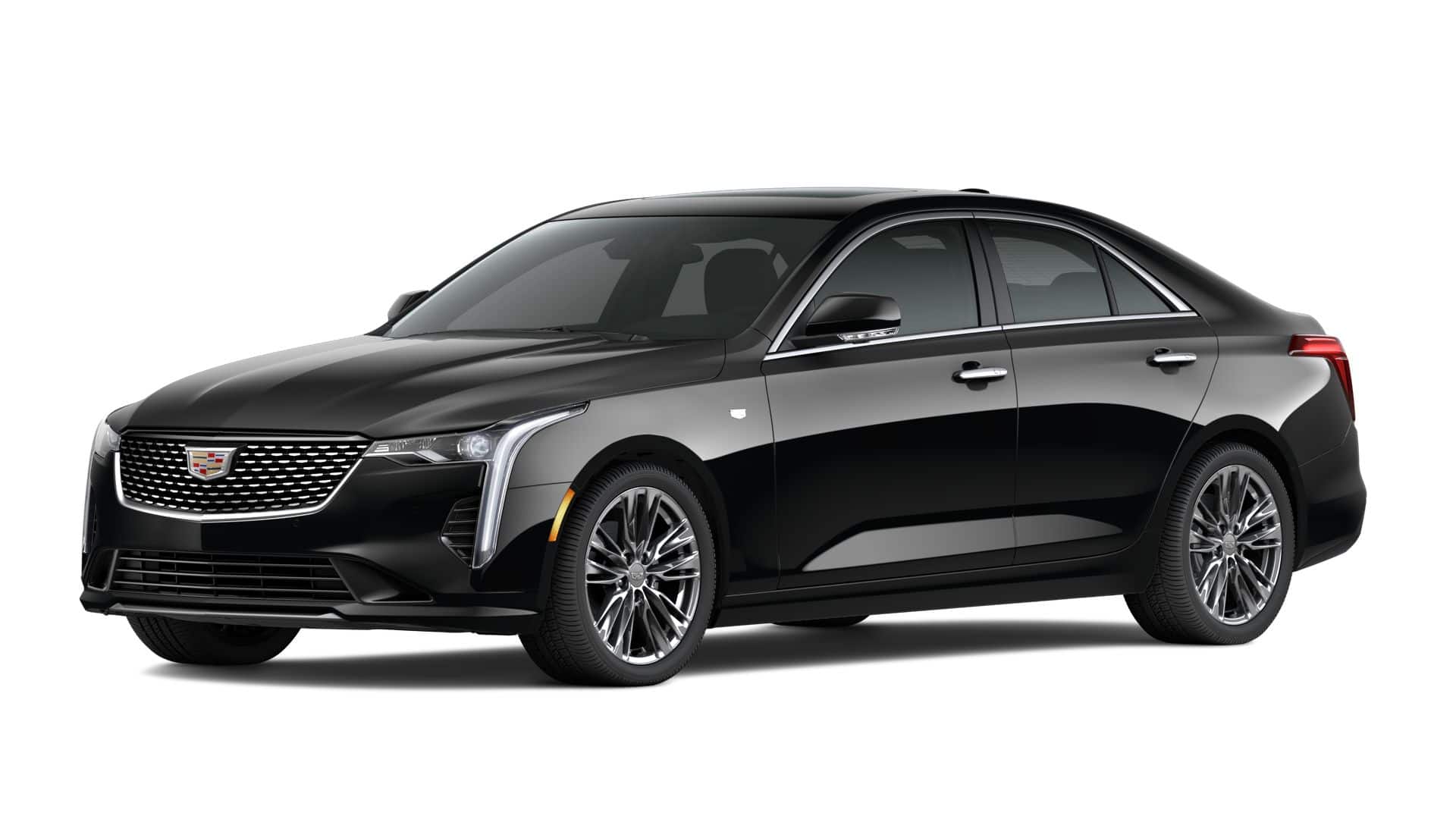 2026 Cadillac CT4 Premium Luxury in Black Raven — front three-quarter view