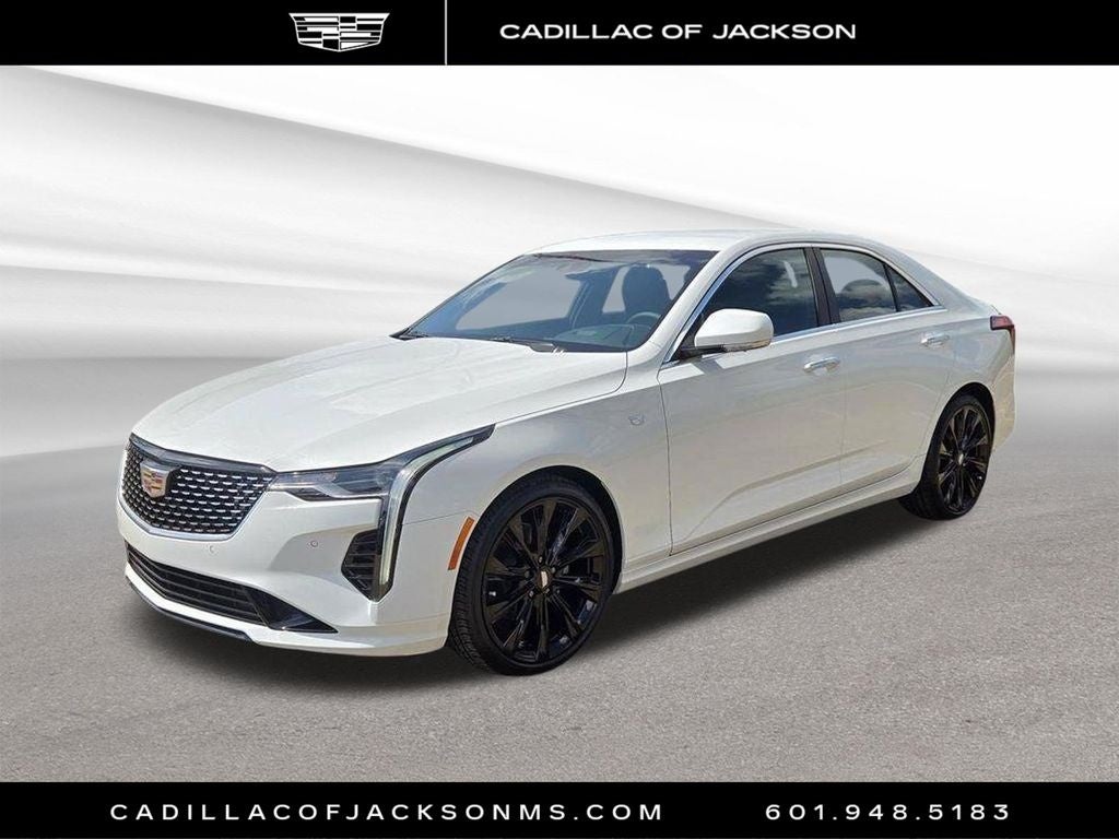 2026 Cadillac CT4 Premium Luxury in Summit White — front three-quarter view