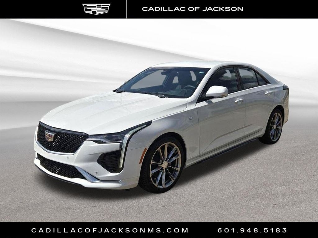 2026 Cadillac CT4 Sport in Summit White — front three-quarter view
