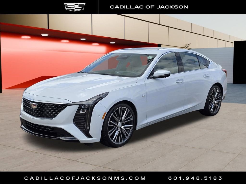 2026 Cadillac CT5 Premium Luxury in Vibrant White Tricoat — front three-quarter view