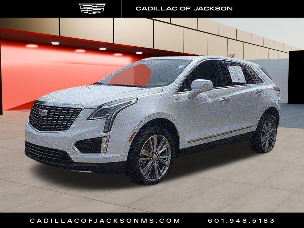2024 Cadillac XT5 Premium Luxury in Mary Kay Pearl Tri-Coat V — front three-quarter view