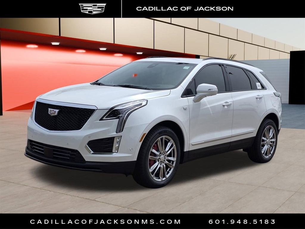 2026 Cadillac XT5 Sport in Crystal White Tricoat — front three-quarter view