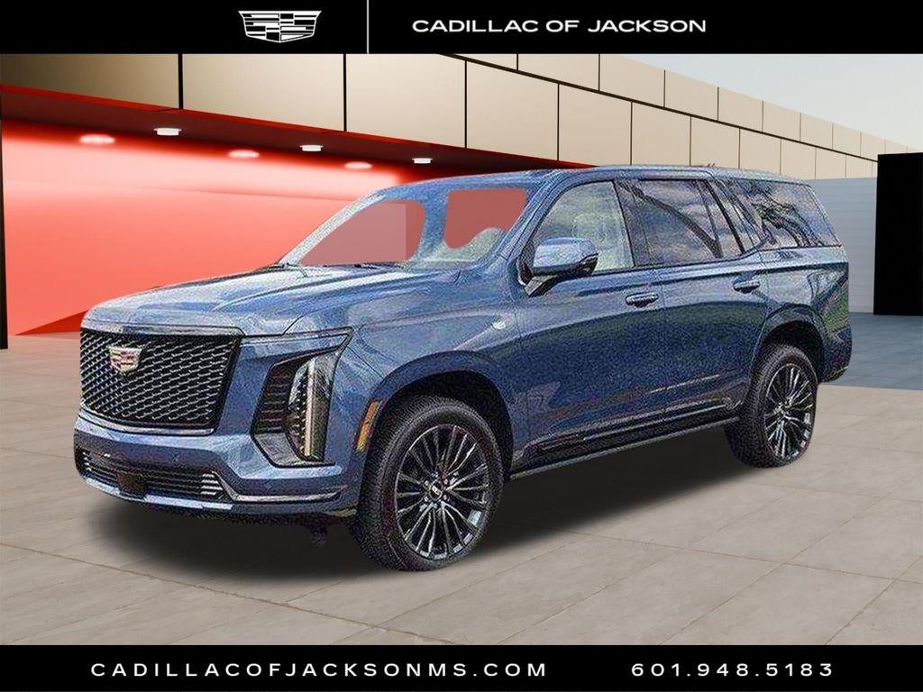2026 Cadillac Escalade Platinum Sport in Deep Sea Metallic — front three-quarter view
